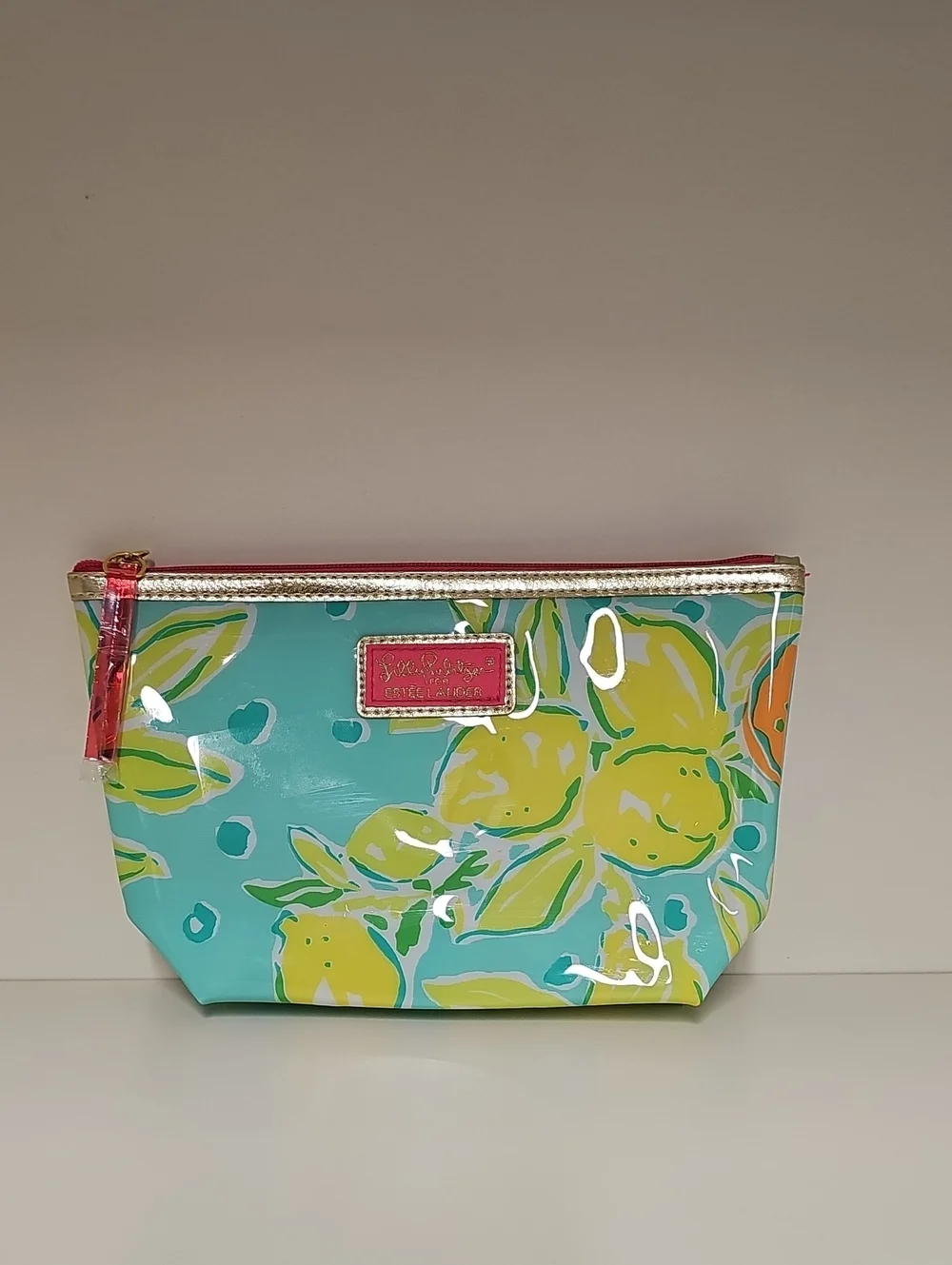 Lilly Pulitzer Glossy Lemon & Floral Cosmetic Bags - Turquoise, Yellow & Pink